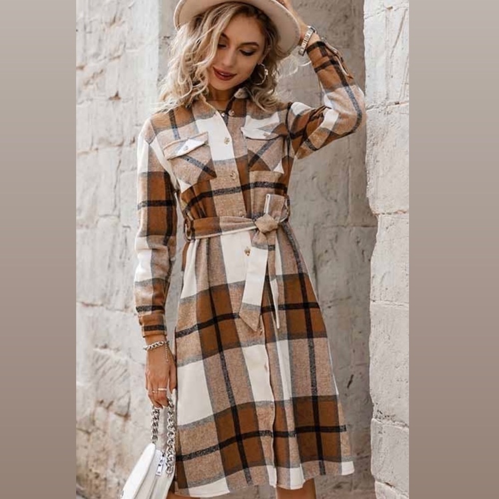 NWT! STUNNING Boutique Plaid Dress/ Jacket! 🌸 - Picture 1 of 9